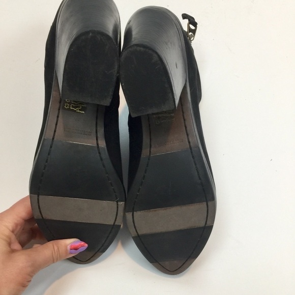 Sheridan Mia Black Leather Heeled Booties Size 10 - Picture 13 of 14